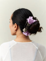 SILK SCRUNCHIE/ BROWN + LILAC
