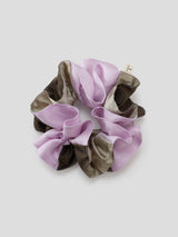 SILK SCRUNCHIE/ BROWN + LILAC