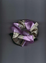 SILK SCRUNCHIE/ BROWN + LILAC