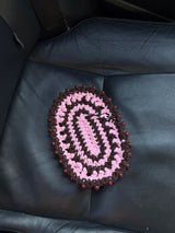 Crochet Cosy OVAL / Pink + Maroon